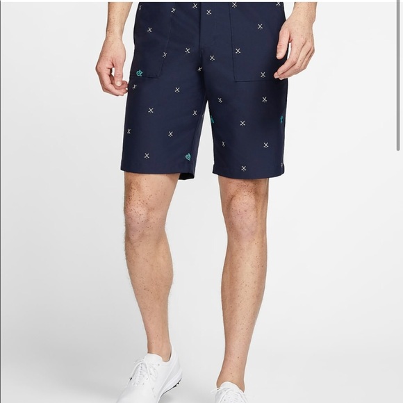 HP✨ NWOT Nike Flex Golf Shorts Navy Blue Charms Belted - Picture 4 of 13